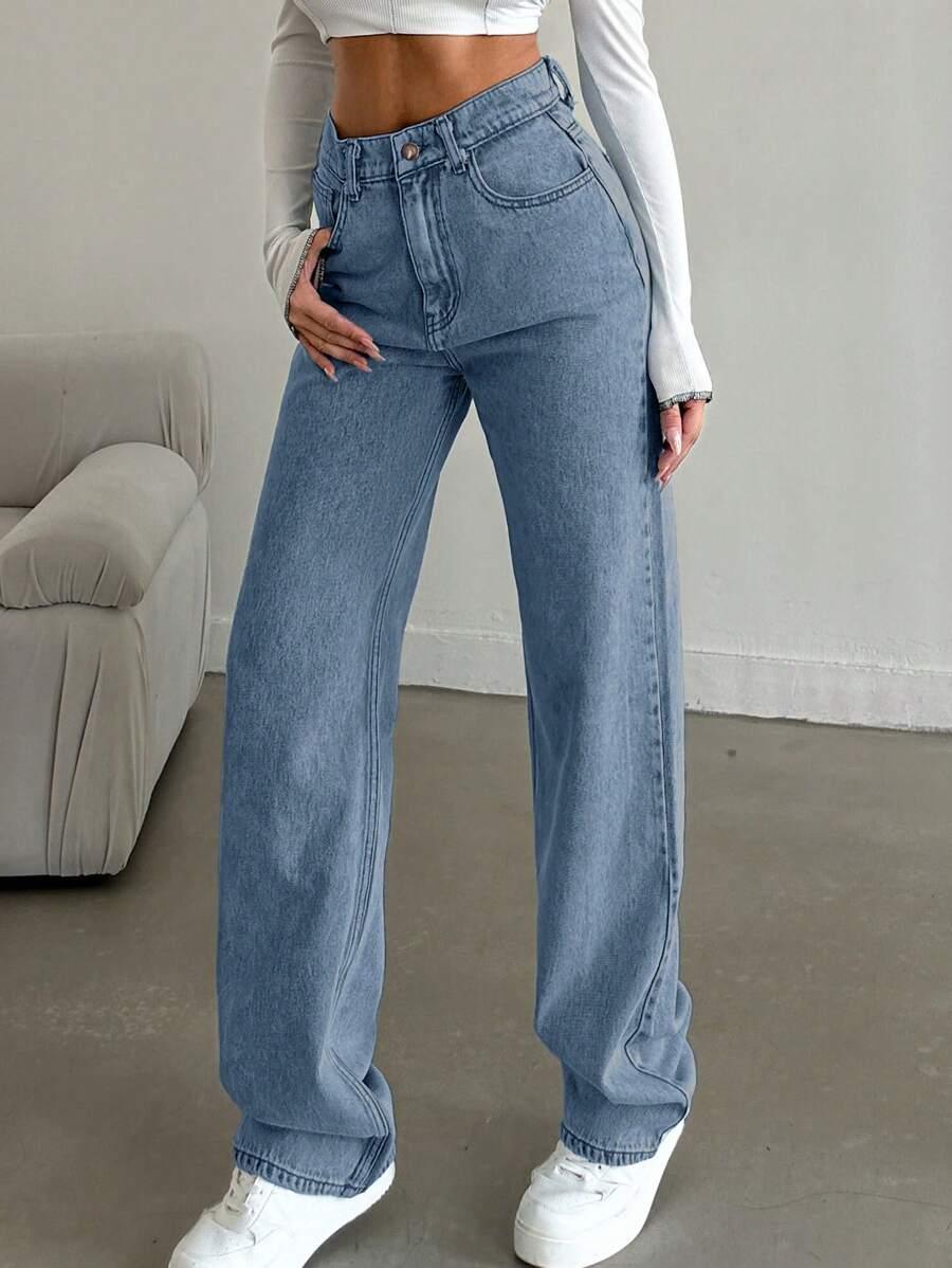 NIEBIESKIE SPODNIE JEANS WYSOKI STAN