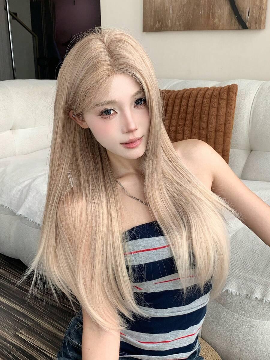 blond peruka długie włosy