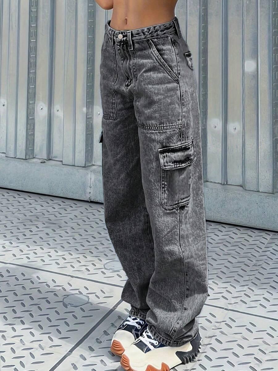 SZARE SPODNIE JEANS 