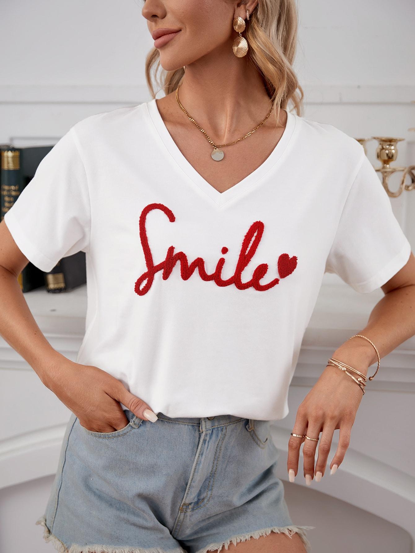 BIAŁY T-SHIRT HAFT