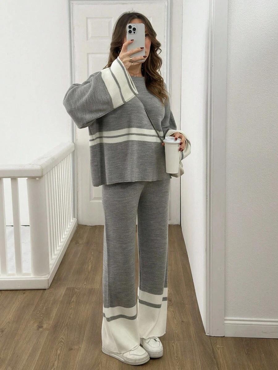 komplet sweter spodnie