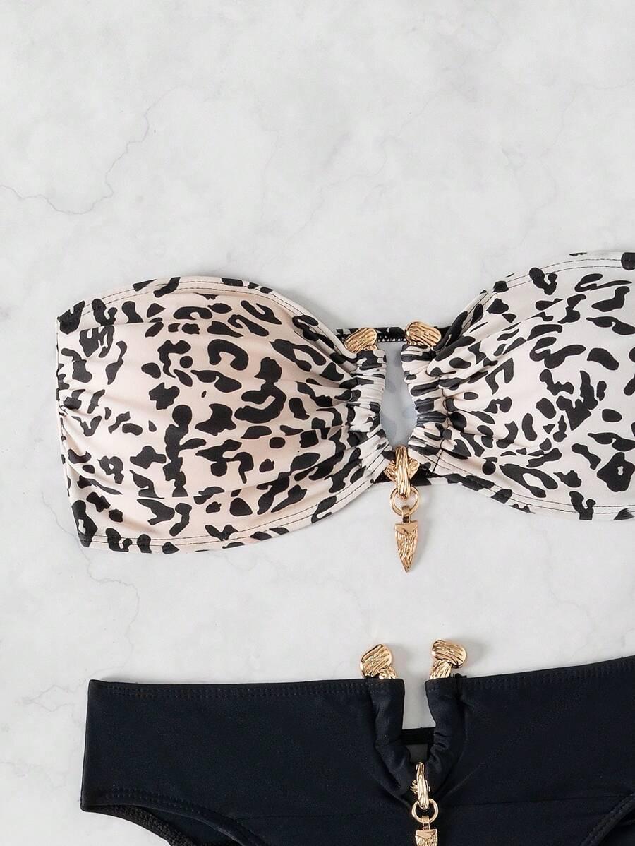 dwuczęściowy strój kąpielowy animal print