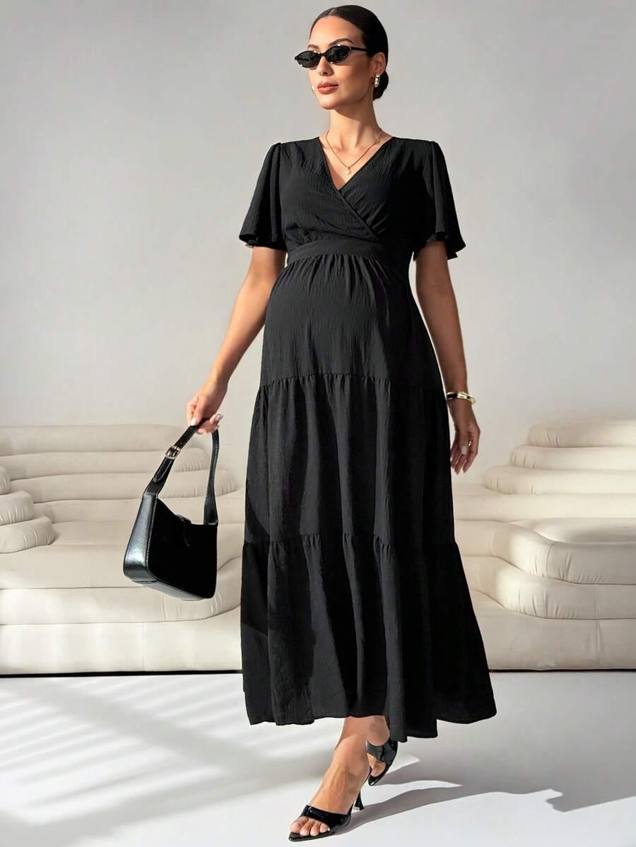 ciążowa midi sukienka v-neck