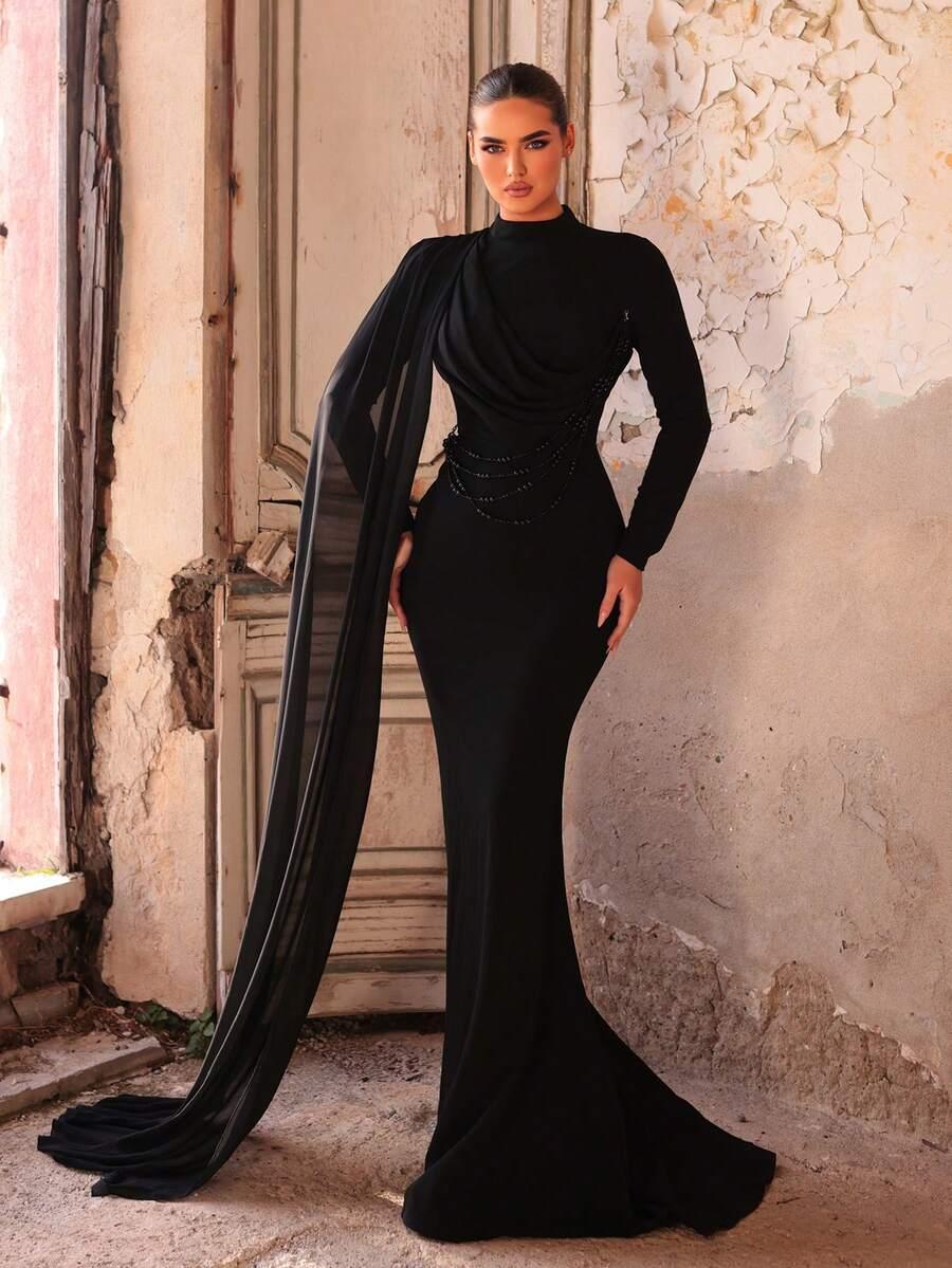 CZARNA MAXI SUKIENKA
