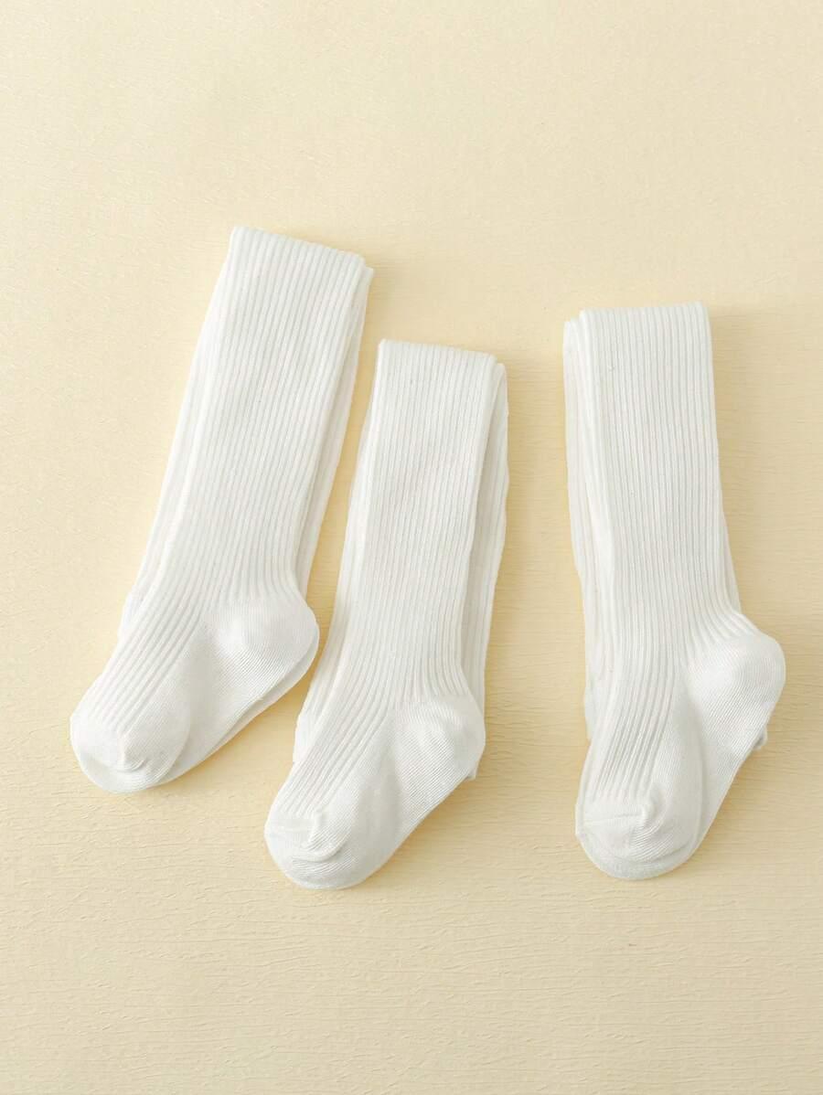 białe rajstopy prążki 3-pack