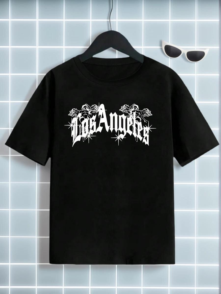 czarny t-shirt nadruk los angeles