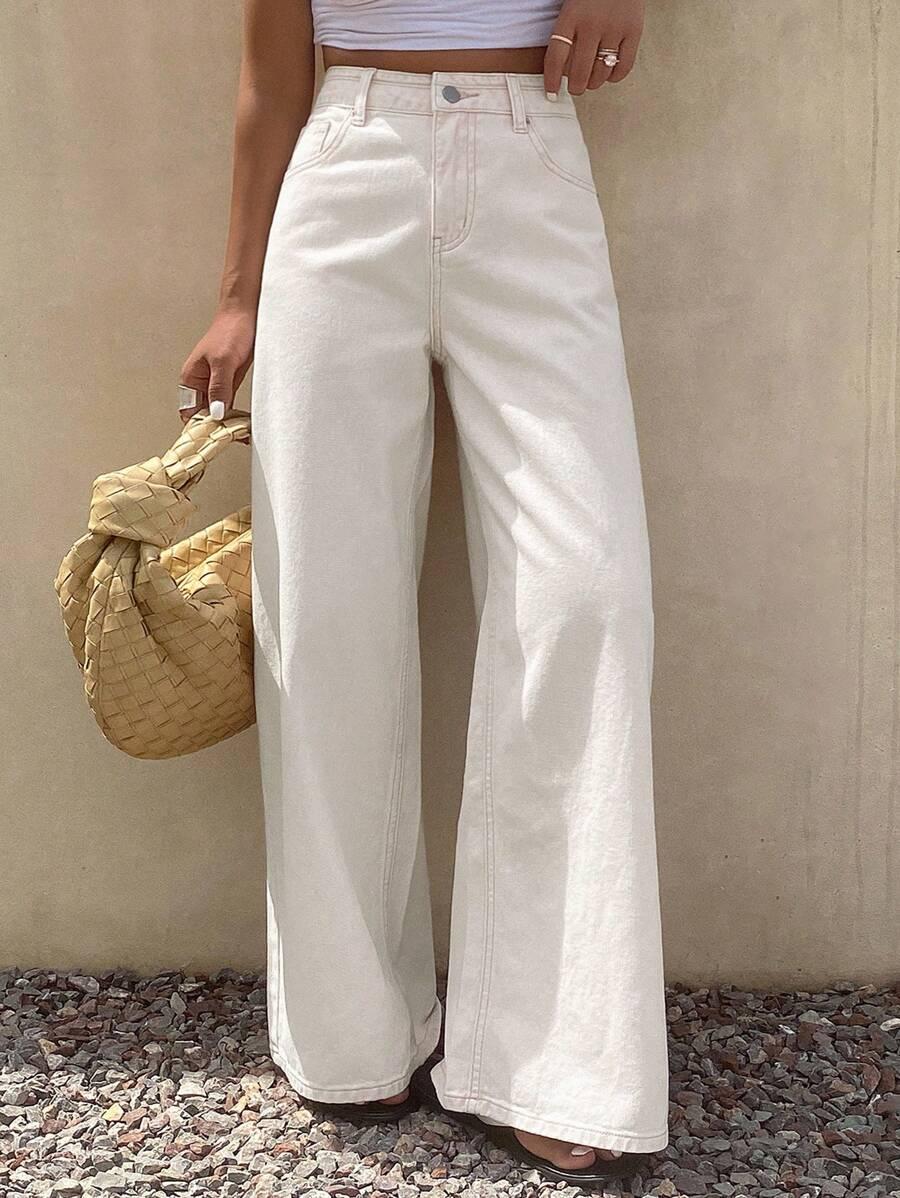 BIAŁE SPODNIE JEANS