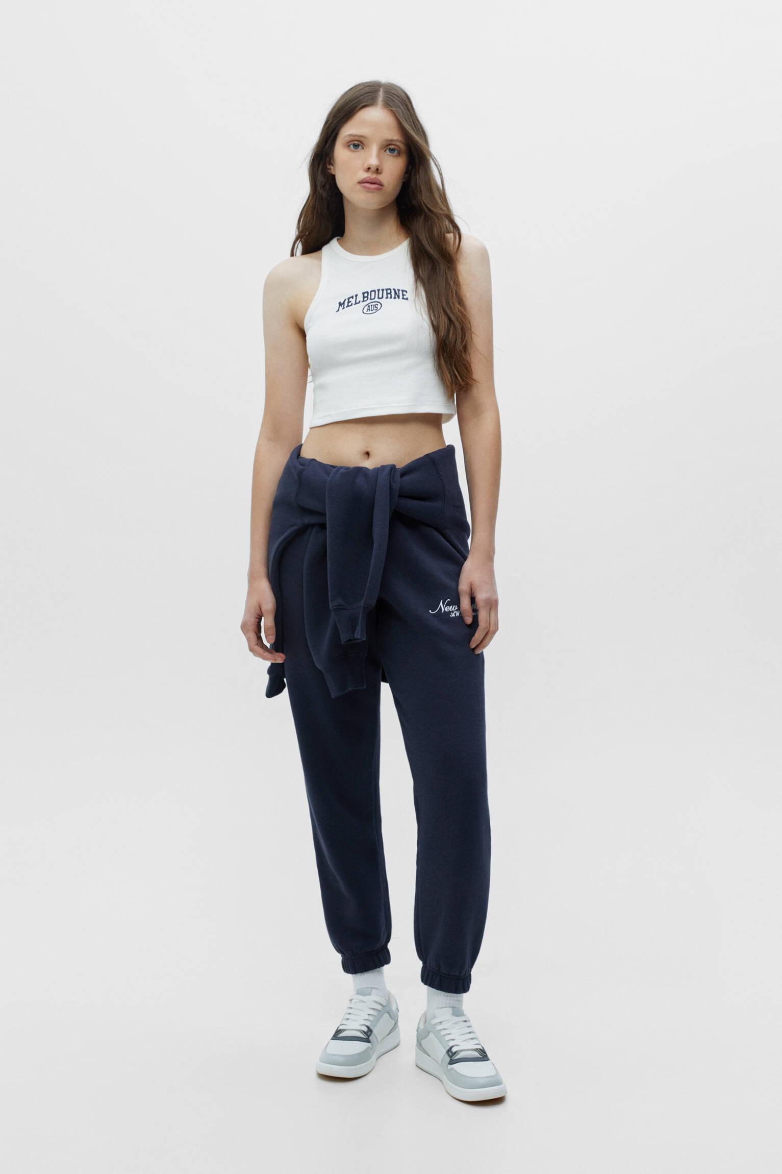 BIAŁY CROP TOP HAFT MELBOURNE