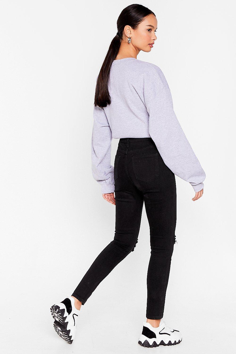 CZARNE SPODNIE JEANS RIPPED