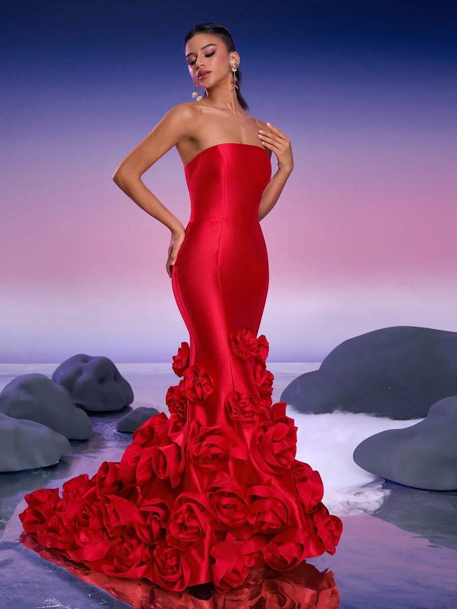 czerwona maxi sukienka glamour