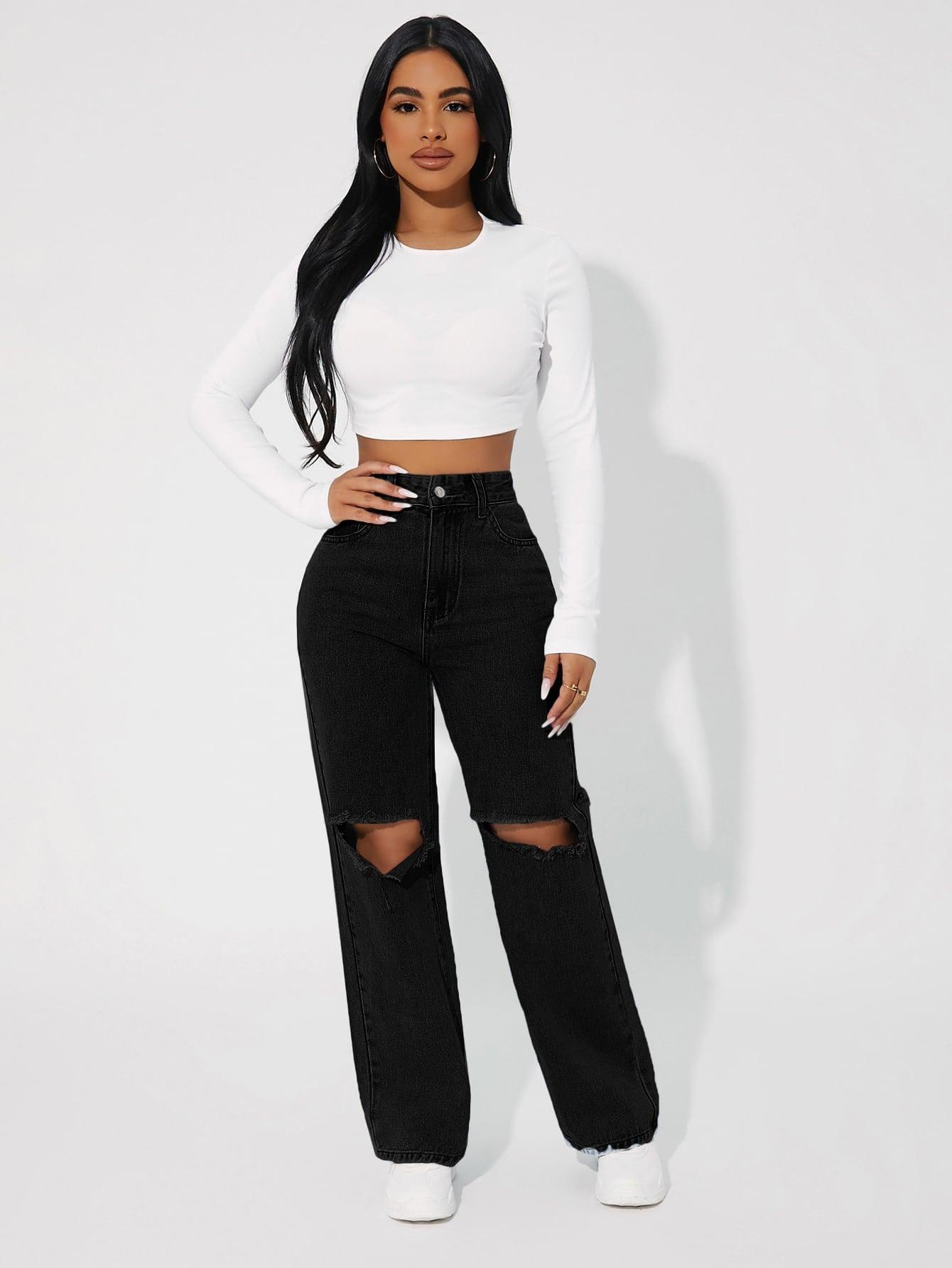 CZARNE SPODNIE JEANS