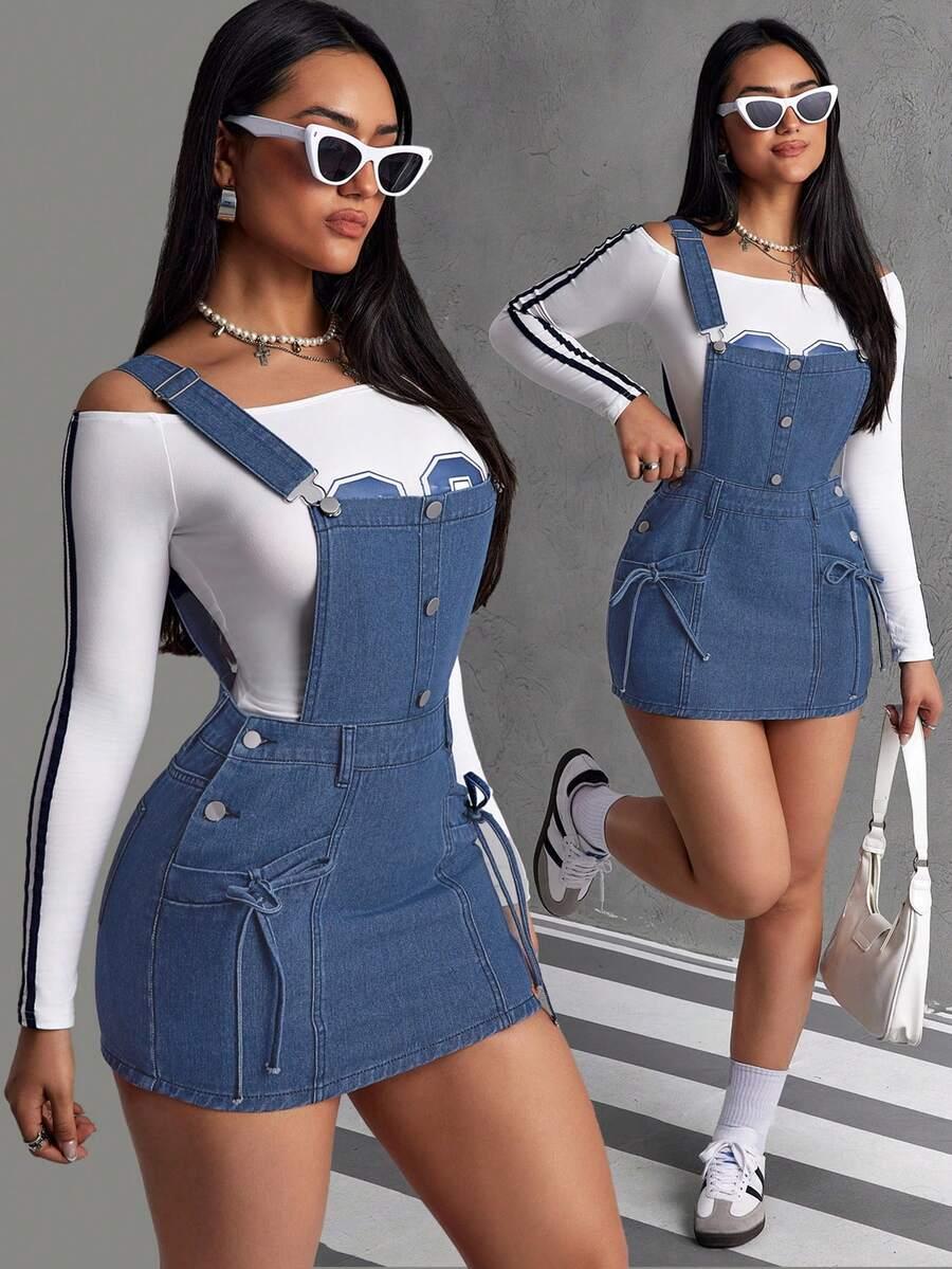 niebieska spódnica ogrodniczka jeans
