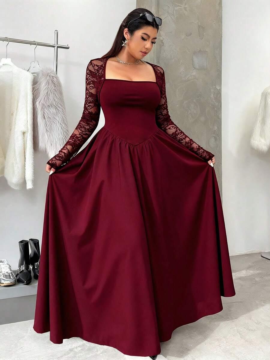 bordowa maxi sukienka