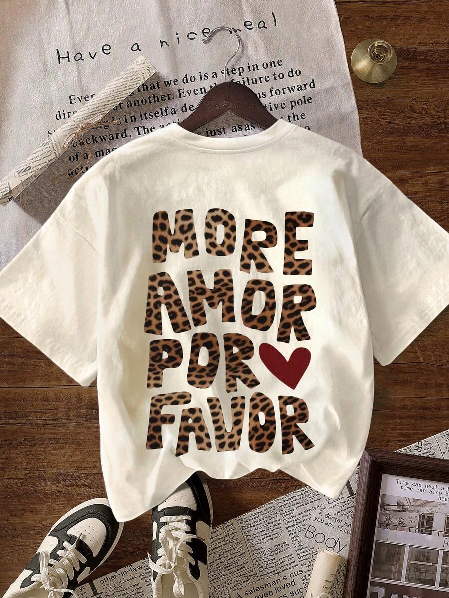 BEŻOWY T-SHIRT NADRUK