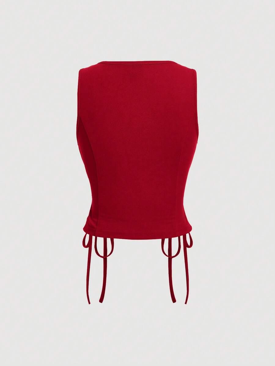CZERWONA BLUZKA V-NECK