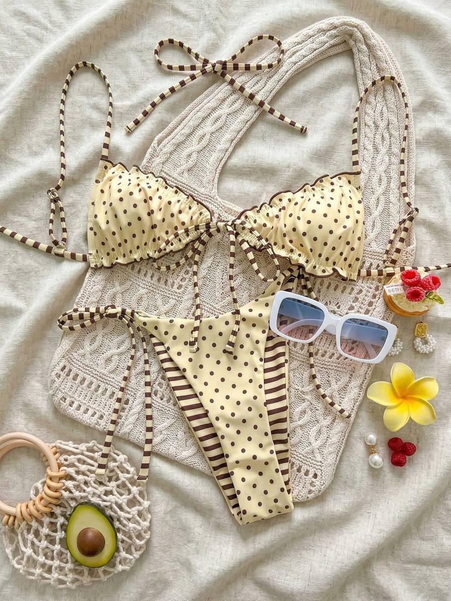 WIĄZANY DWUCZĘŚCIOWY STRÓJ KĄPIELOWY PRINT