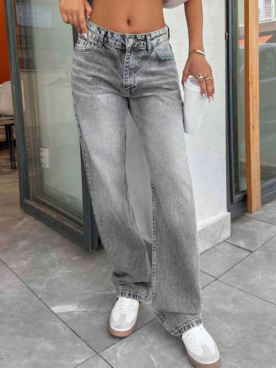 SZARE SPODNIE JEANS