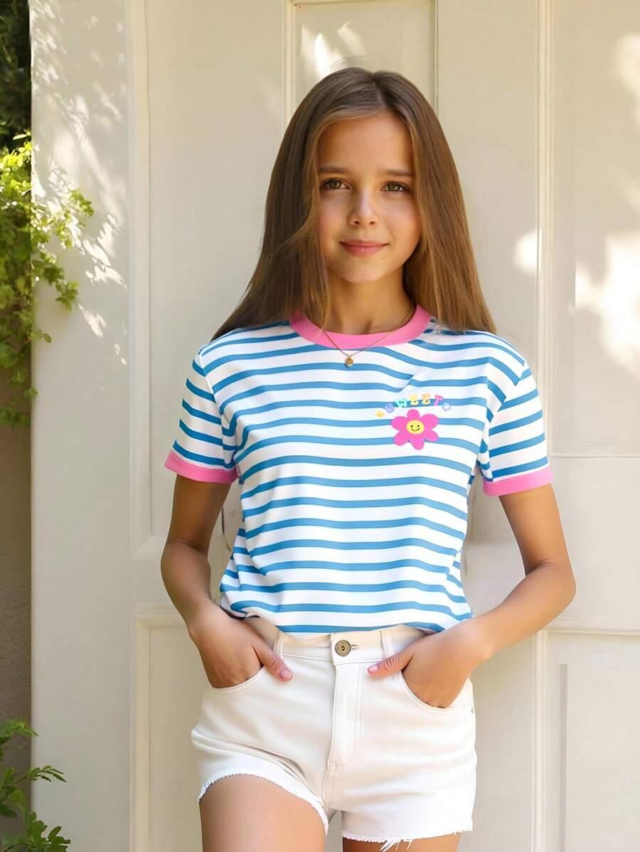 DZIEWCZĘCY T-SHIRT W PASKI