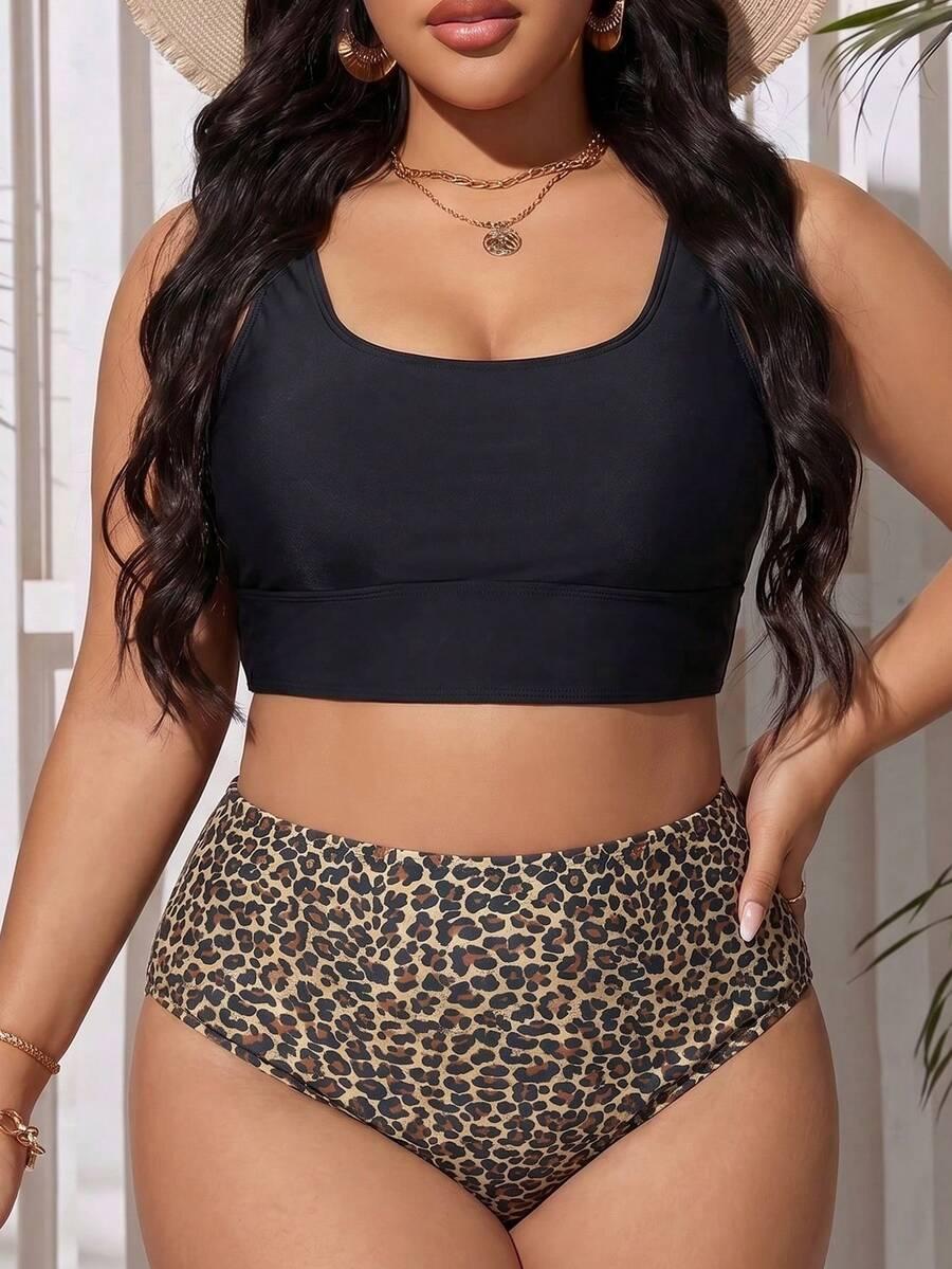 dwuczęściowy strój kąpielowy animal print