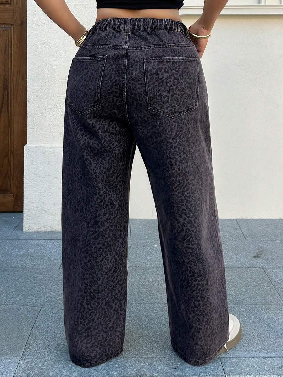 spodnie jeans print