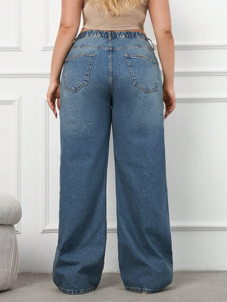 NIEBIESKIE SPODNIE JEANS SZEROKIE NOGAWKI