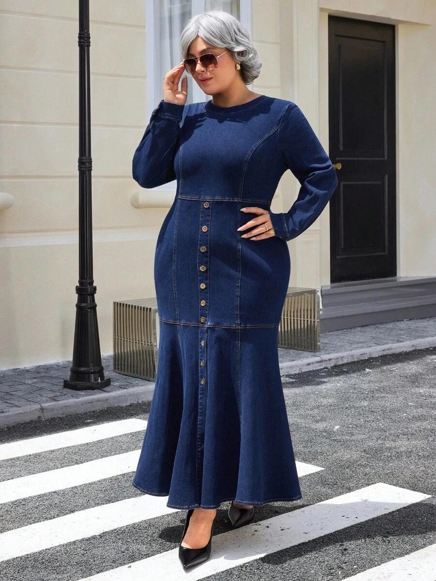 niebieska maxi sukienka jeans 