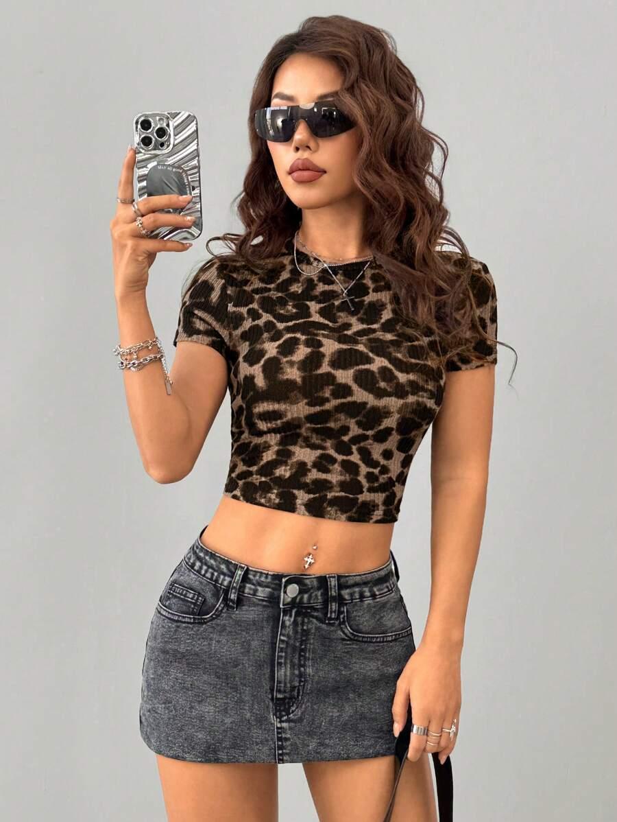 PRĄŻKOWANY TOP ANIMAL PRINT 