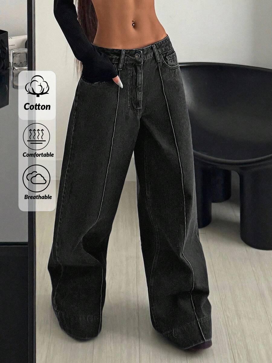 CZARNE SPODNIE JEANS