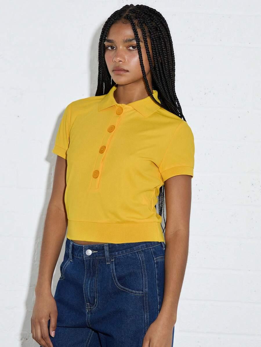 bluzka z krótkim rękawem guziki