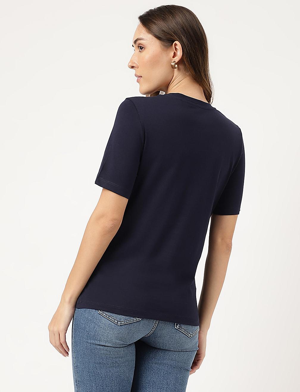 GRANATOWY T-SHIRT T41-7344K-F4