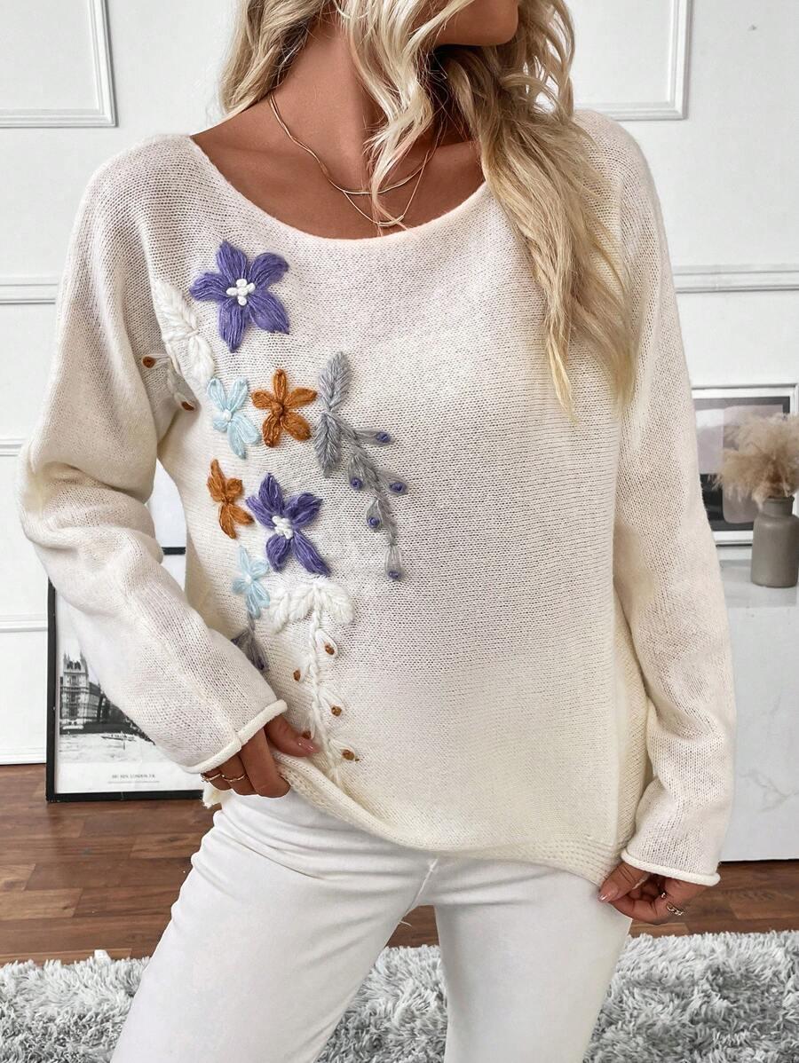 beżowy sweter casual