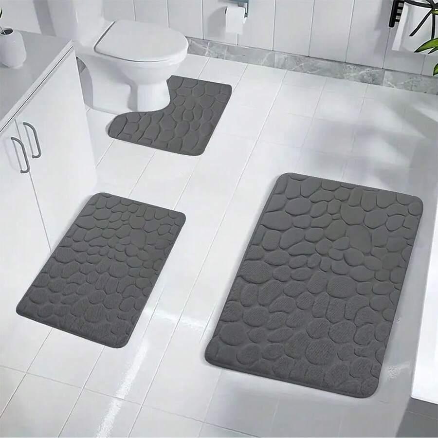 SZARE DYWANIKI ŁAZIENKOWE 3-PACK