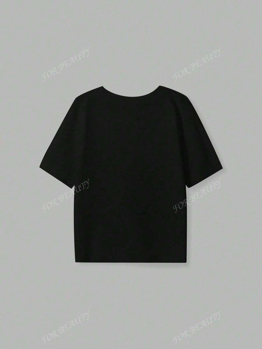 CZARNY DZIANINOWY TOP