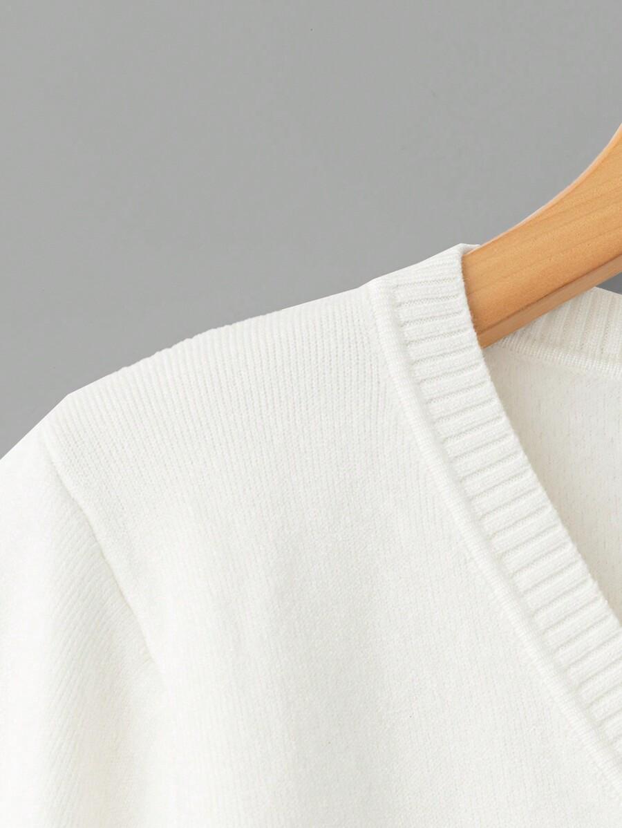 KREMOWY SWETER DŁUGI RĘKAW v-neck