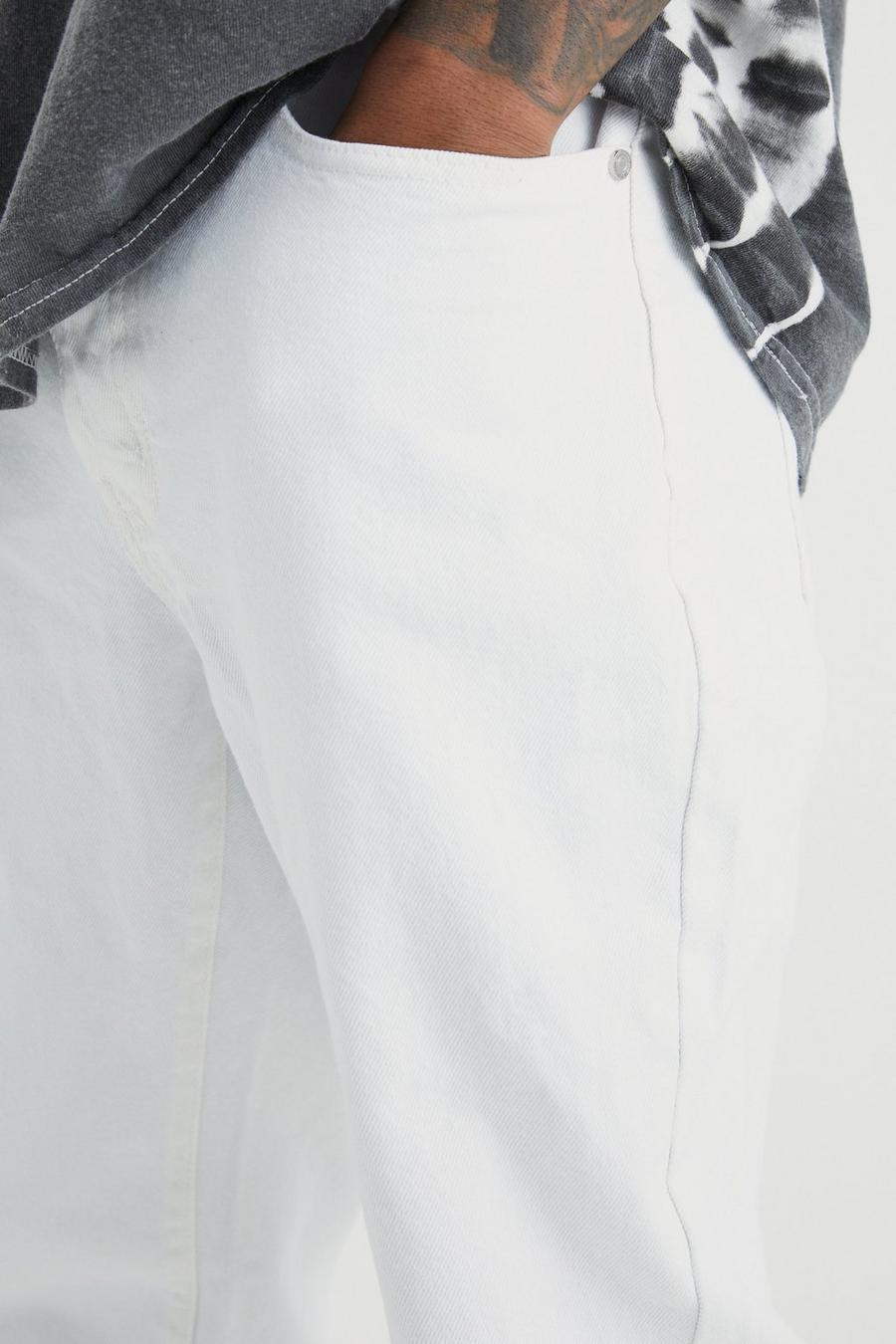 zwężane białe spodnie jeans kieszenie