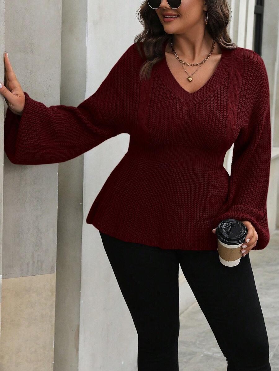 BORDOWY DZIANINOWY SWETER 