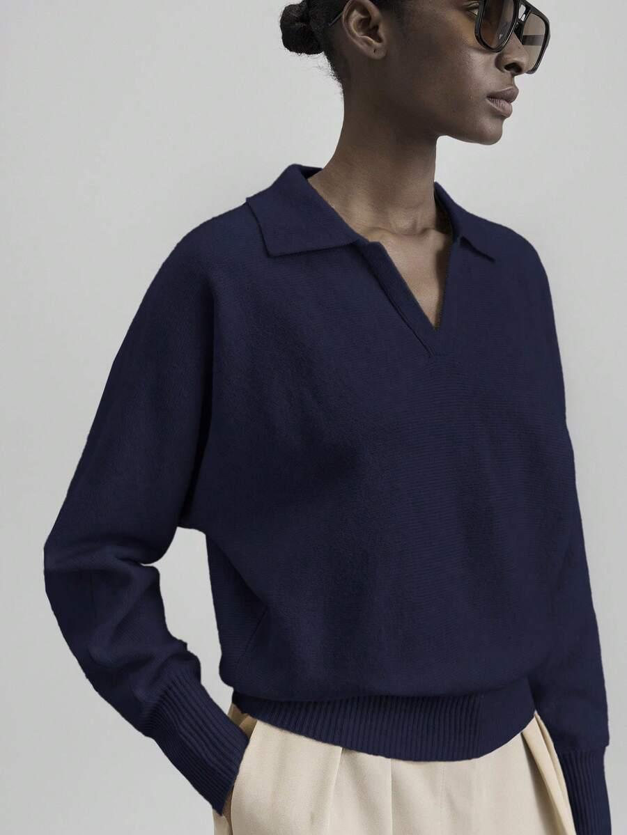 granatowy sweter dzianina 