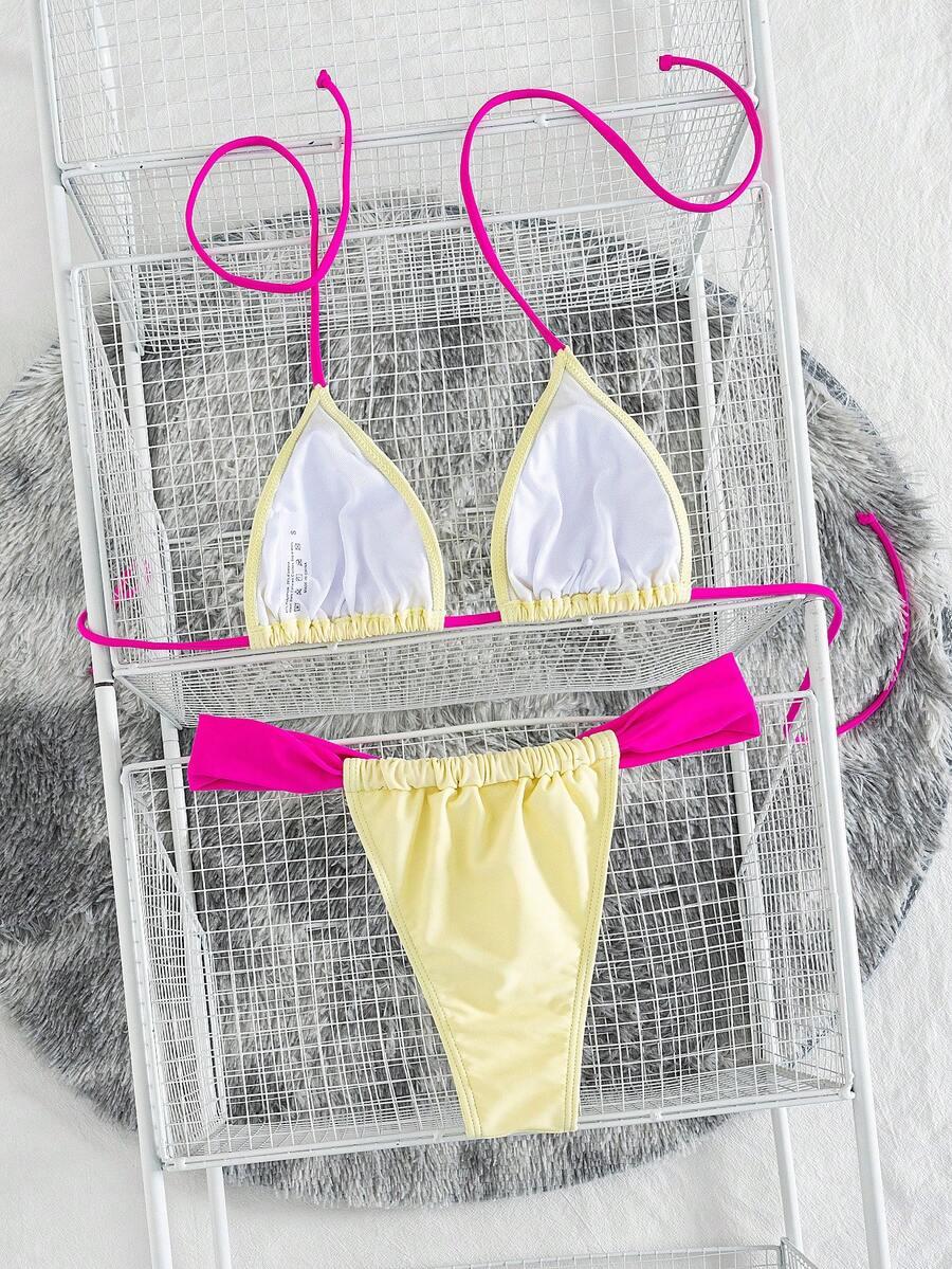 ŻÓŁTY KOMPLET BIKINI KONTRAST