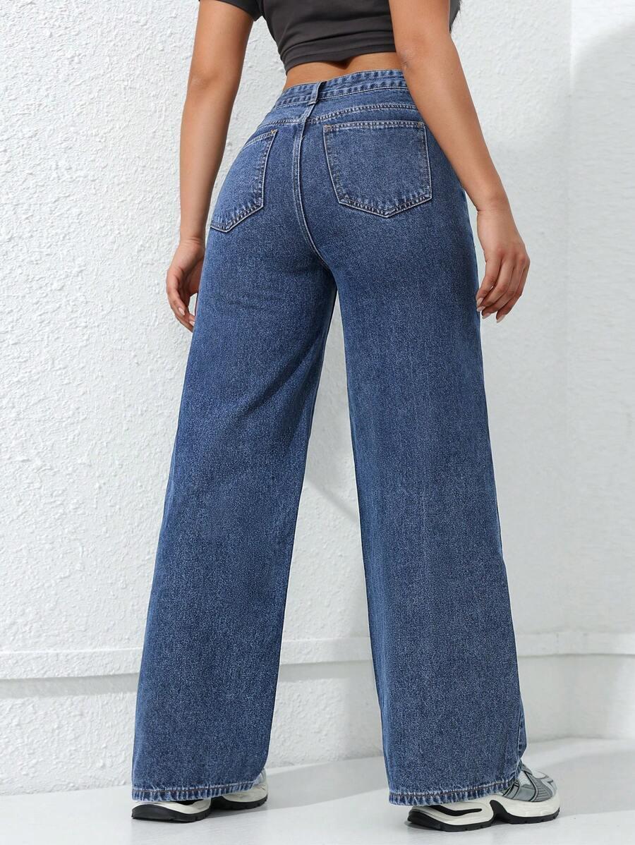 NIEBIESKIE SPODNIE JEANS PROSTA NOGAWKA