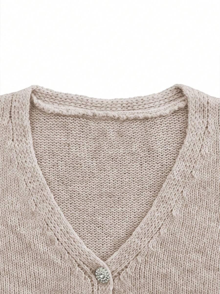 beżowy sweter krótki rękaw