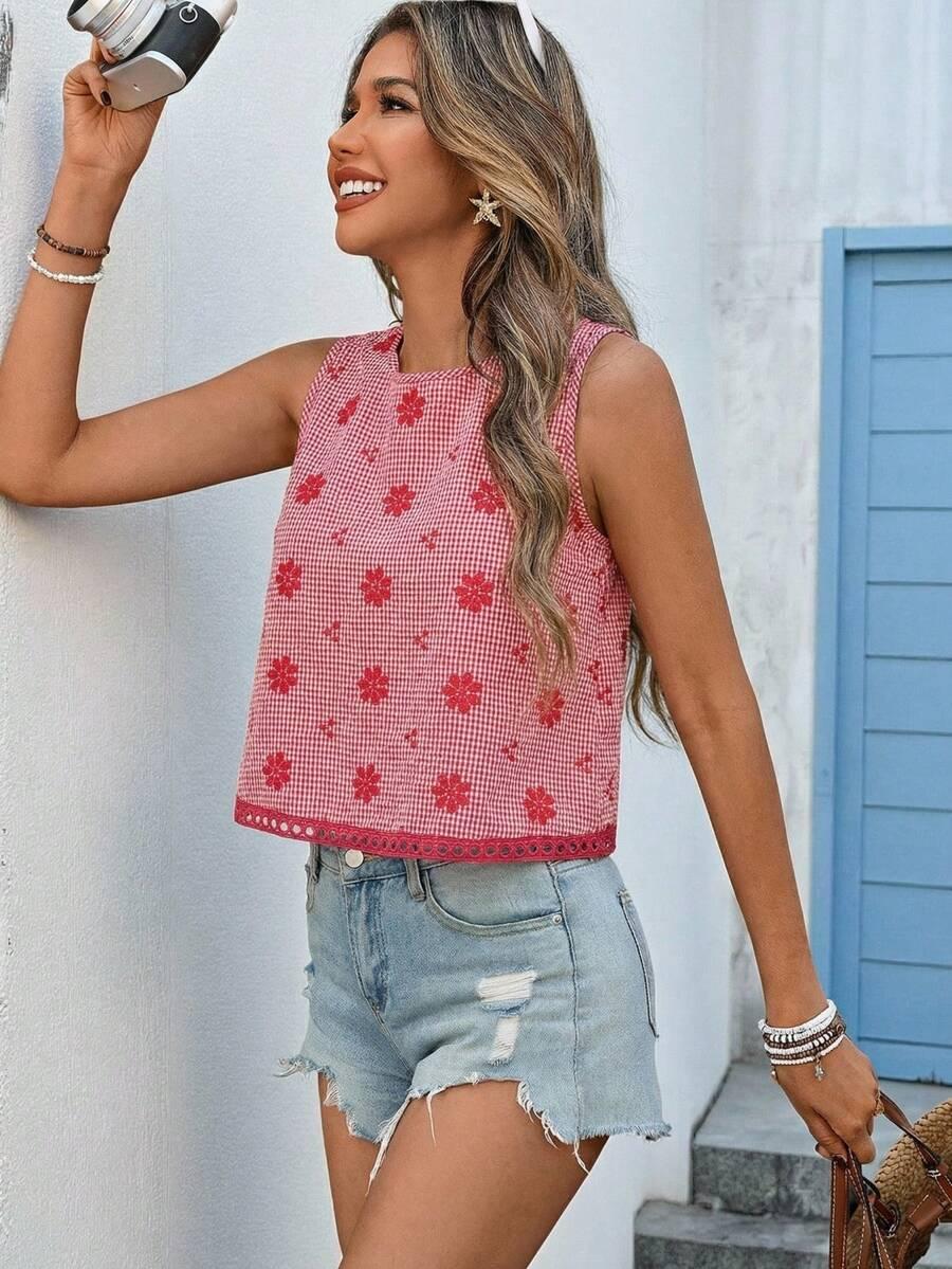 czerwony top print