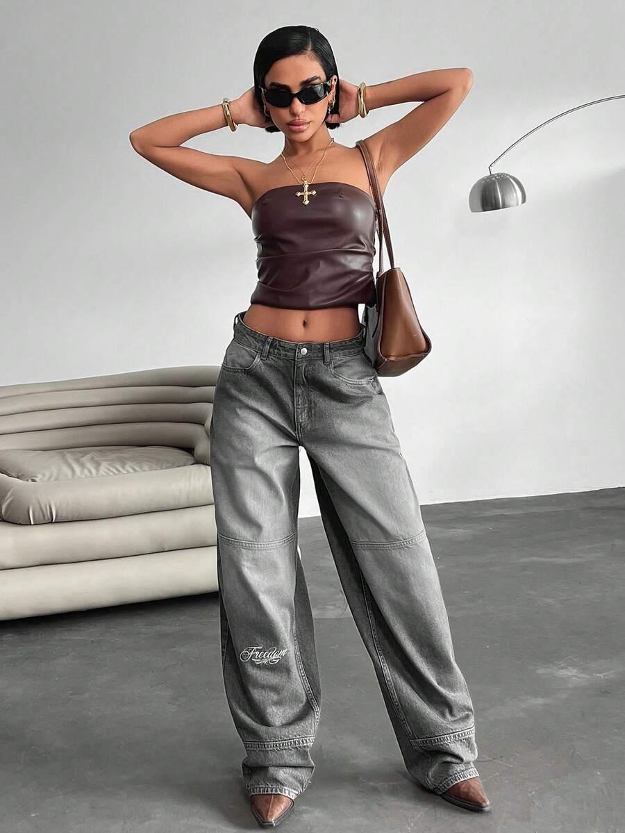 szare spodnie jeans