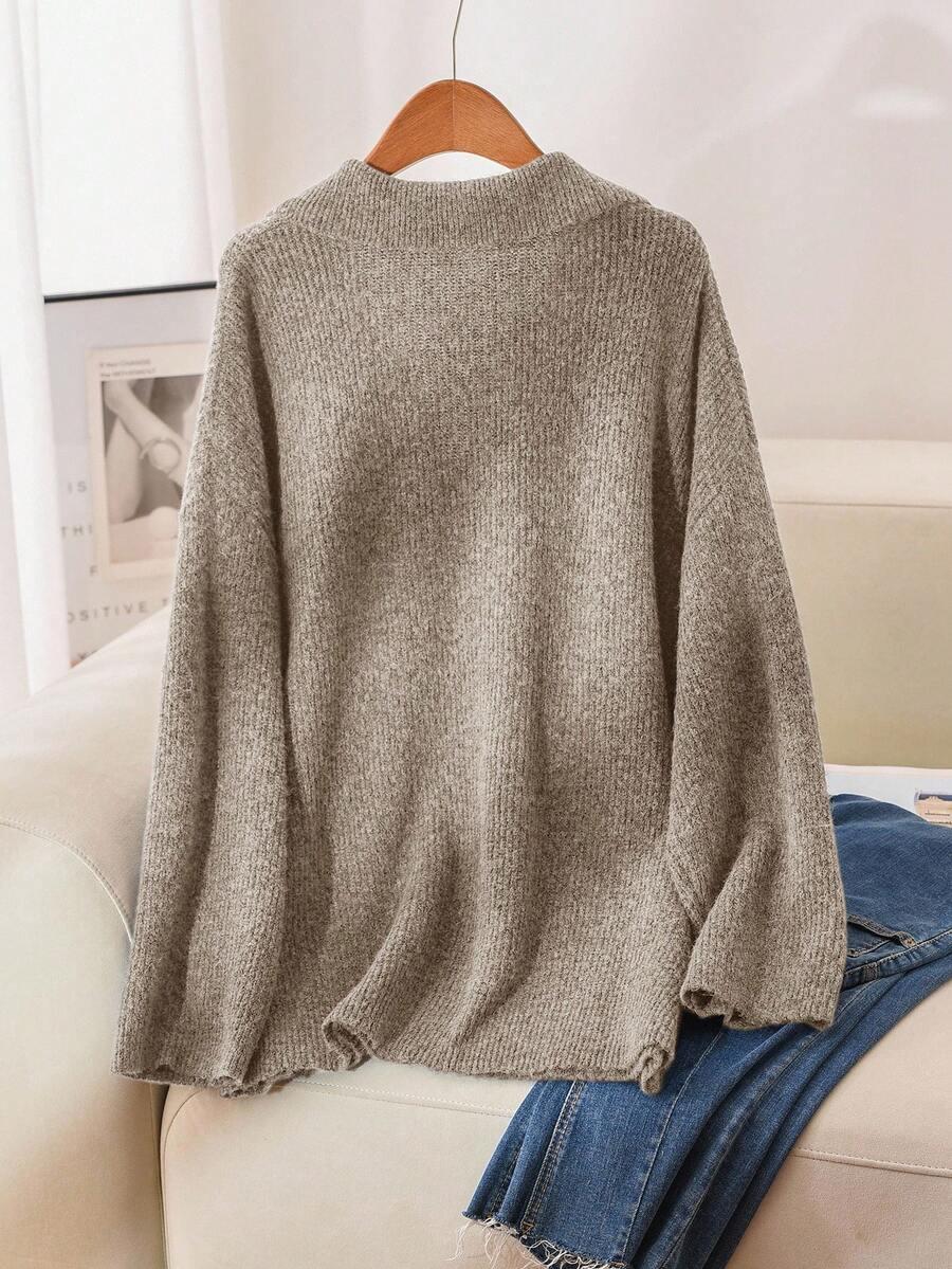 BEŻOWY SWETER DŁUGI RĘKAW 