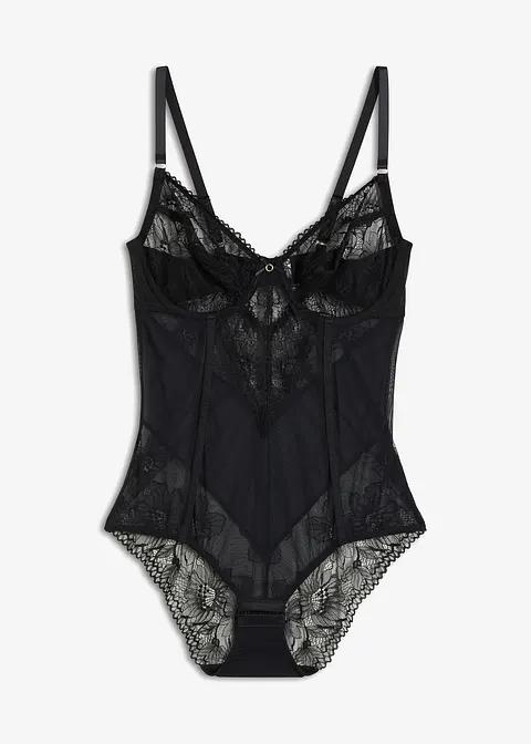 CZARNE KORONKOWE BODY
