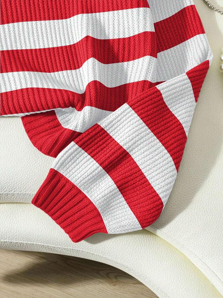 sweter długi rękaw wzór paski