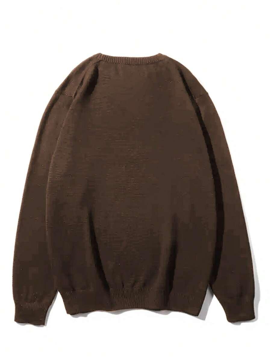 brązowy sweter okrągły dekolt