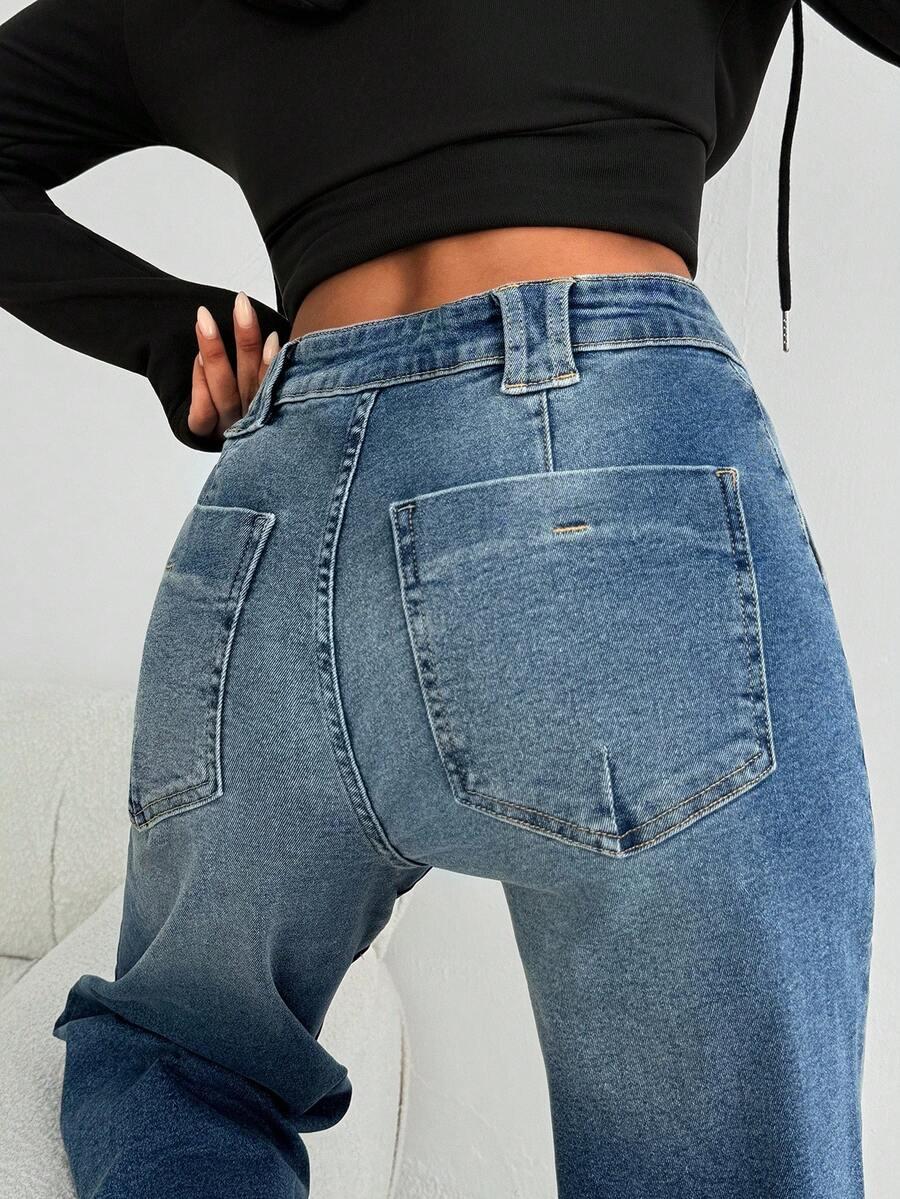 JEANSY DAMSKIE REGULAR WYSOKI STAN PROSTE
