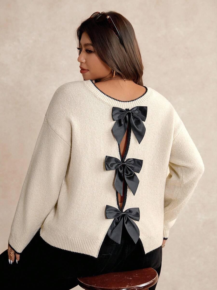 SWETER Z DŁUGIM RĘKAWEM KOKARDY