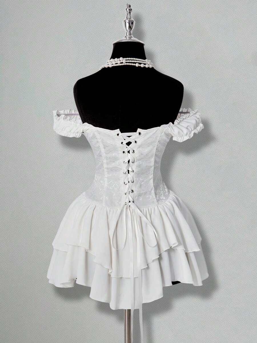 BIAŁA MINI GORSETOWA SUKIENKA 