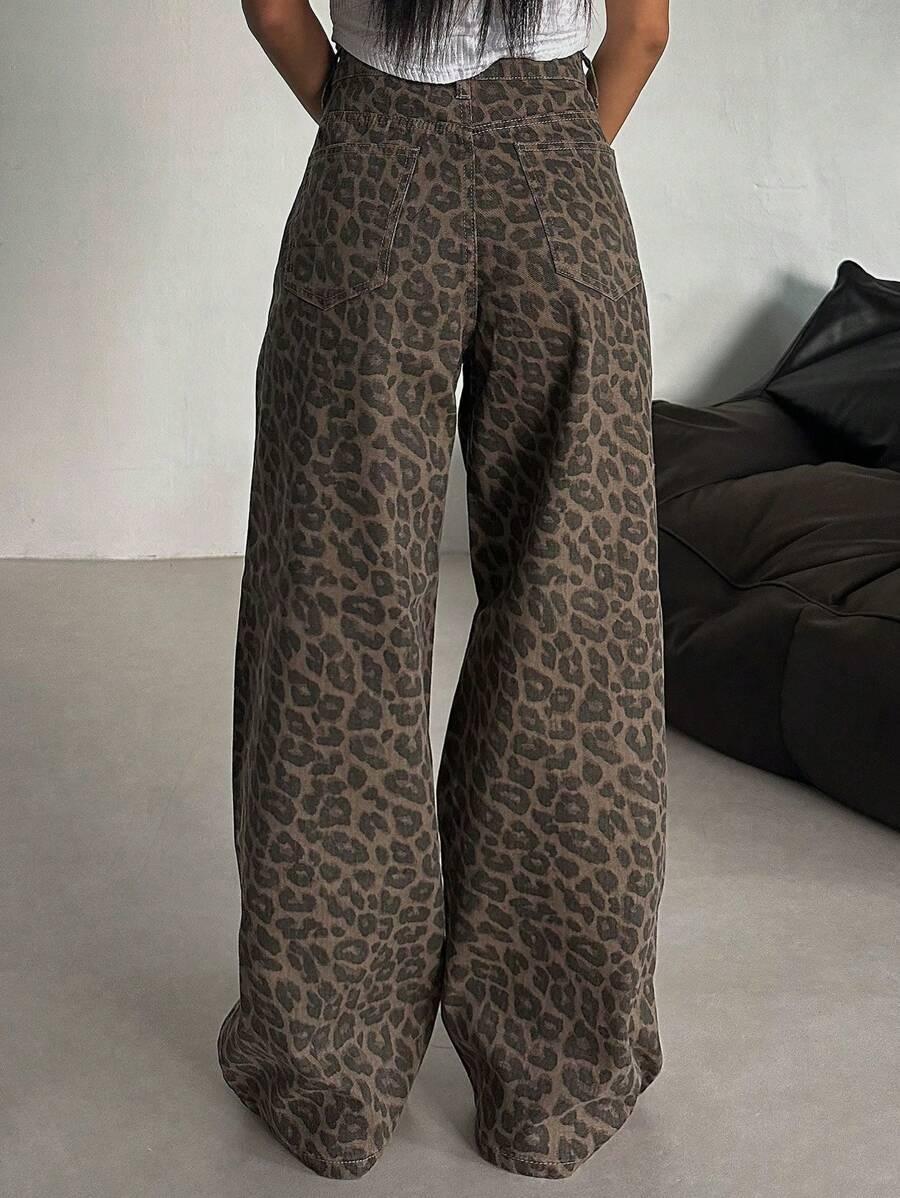 SPODNIE JEANS ANIMAL PRINT 